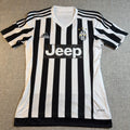 Second Half Supply Co, LLC vintage Adidas Juventus 2015-16 home soccer jersey in black and white with Jeep sponsor.