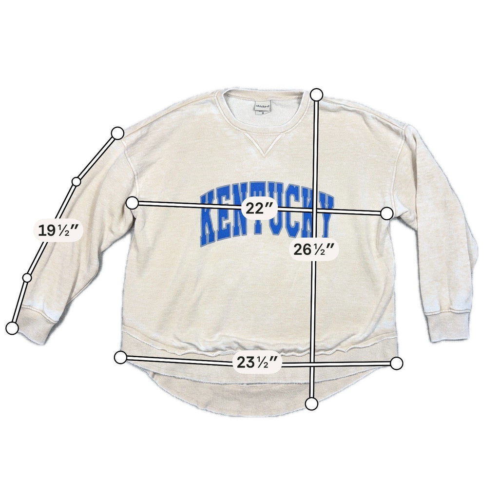 Second Half Supply Co, LLC cream Kentucky University crewneck sweatshirt with blue lettering and high-low hem