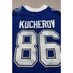 Second Half Supply Co, LLC blue Tampa Bay Lightning Kucherov #86 hockey jersey back view with name and number