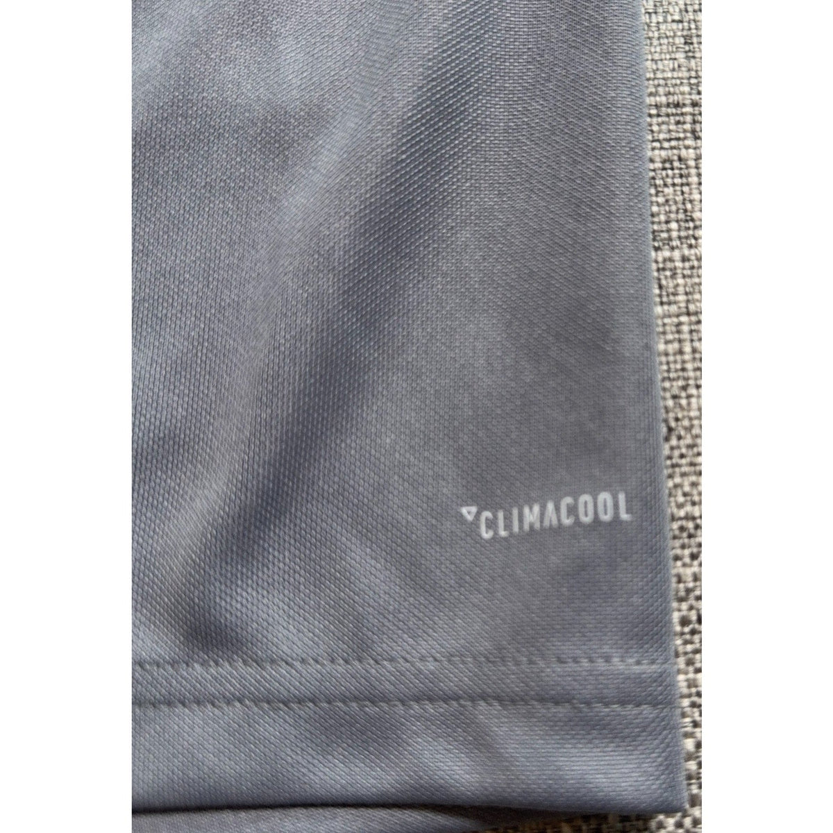 Second Half Supply Co, LLC gray Adidas ClimaCool performance fabric detail on LAFC long sleeve training top