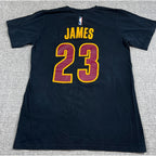 Second Half Supply Co, LLC black LeBron James 23 Cleveland Cavaliers basketball jersey t-shirt back view