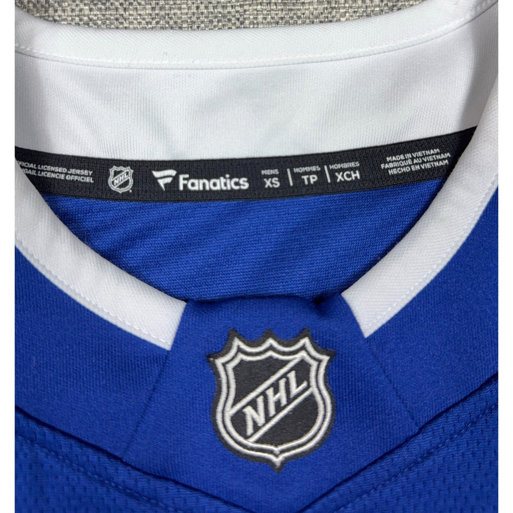 Second Half Supply Co, LLC Fanatics Tampa Bay Lightning jersey collar tag showing size XS and NHL logo