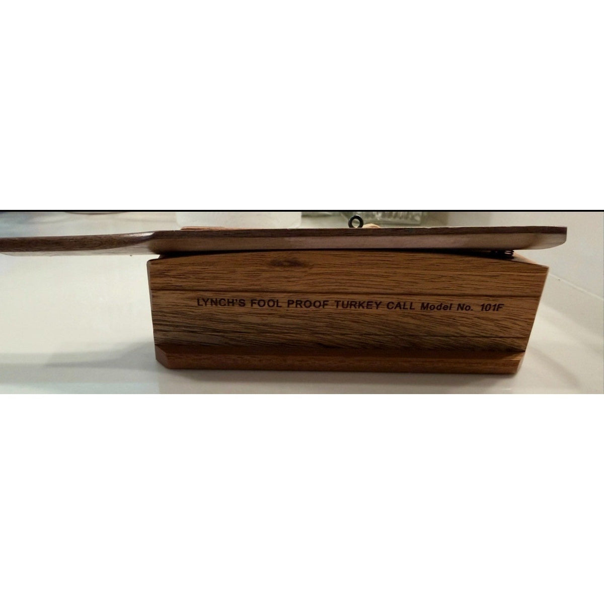 Second Half Supply Co, LLC vintage Lynch Fool Proof Model 101F wooden box turkey call with engraved branding