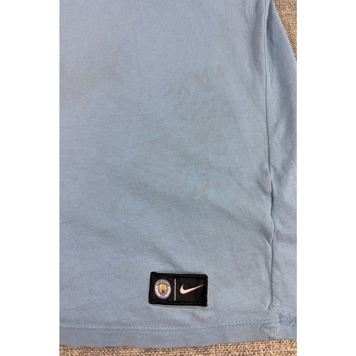 Second Half Supply Co, LLC light blue Manchester City Nike cotton t-shirt with hem crest and swoosh patch