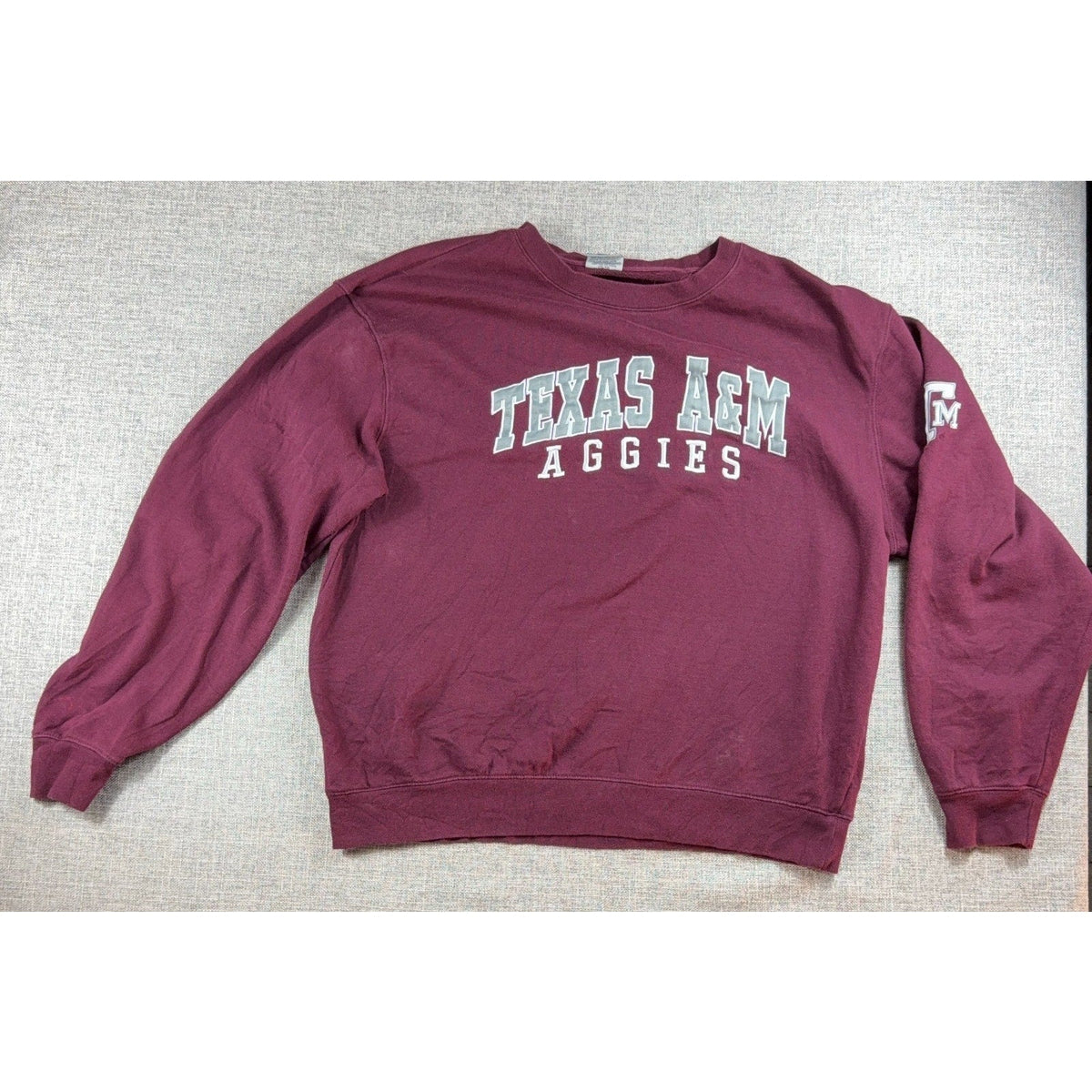 Second Half Supply Co, LLC maroon Texas A&M Aggies crewneck sweatshirt with embroidered collegiate lettering