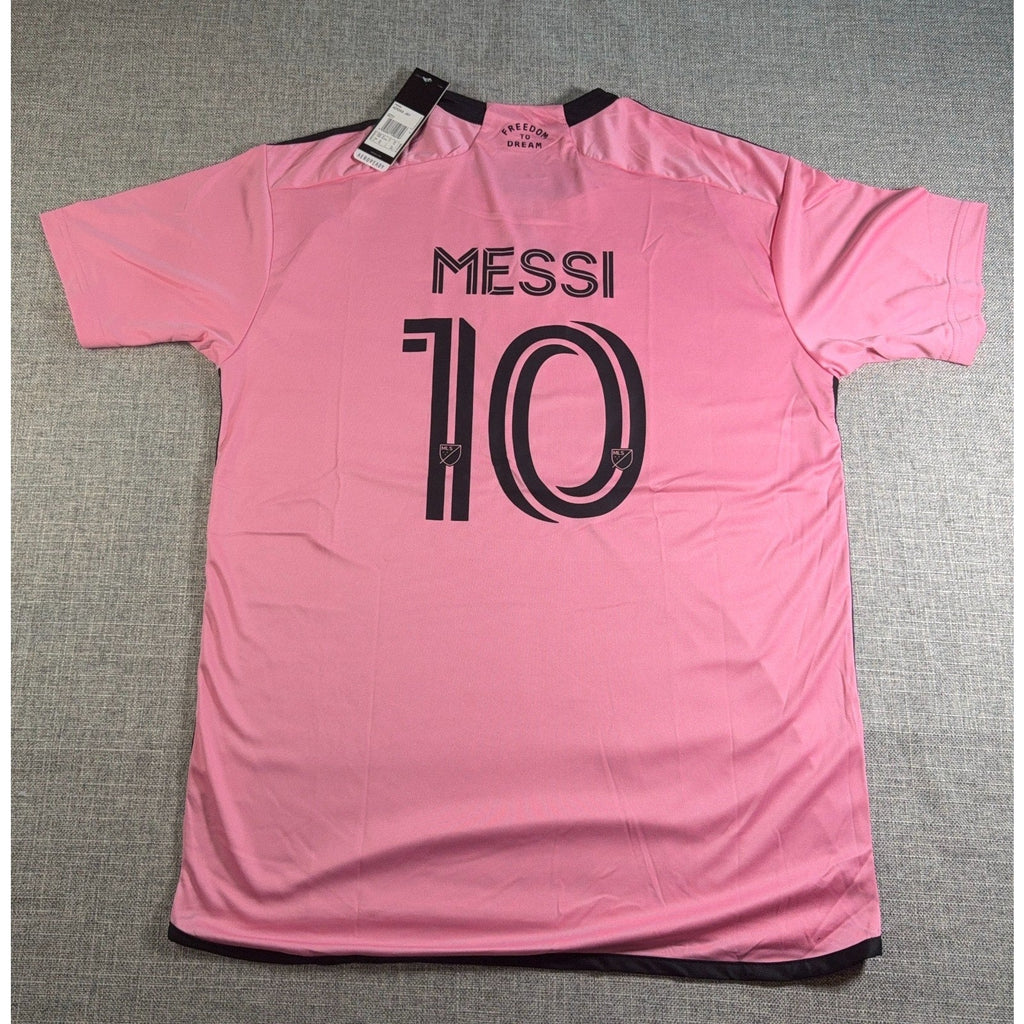 Second Half Supply Co, LLC Adidas Inter Miami CF Lionel Messi 10 2024 home jersey in pink with black lettering