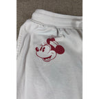 Second Half Supply Co, LLC light gray jogger sweatpants featuring a burgundy Minnie Mouse graphic on the hip