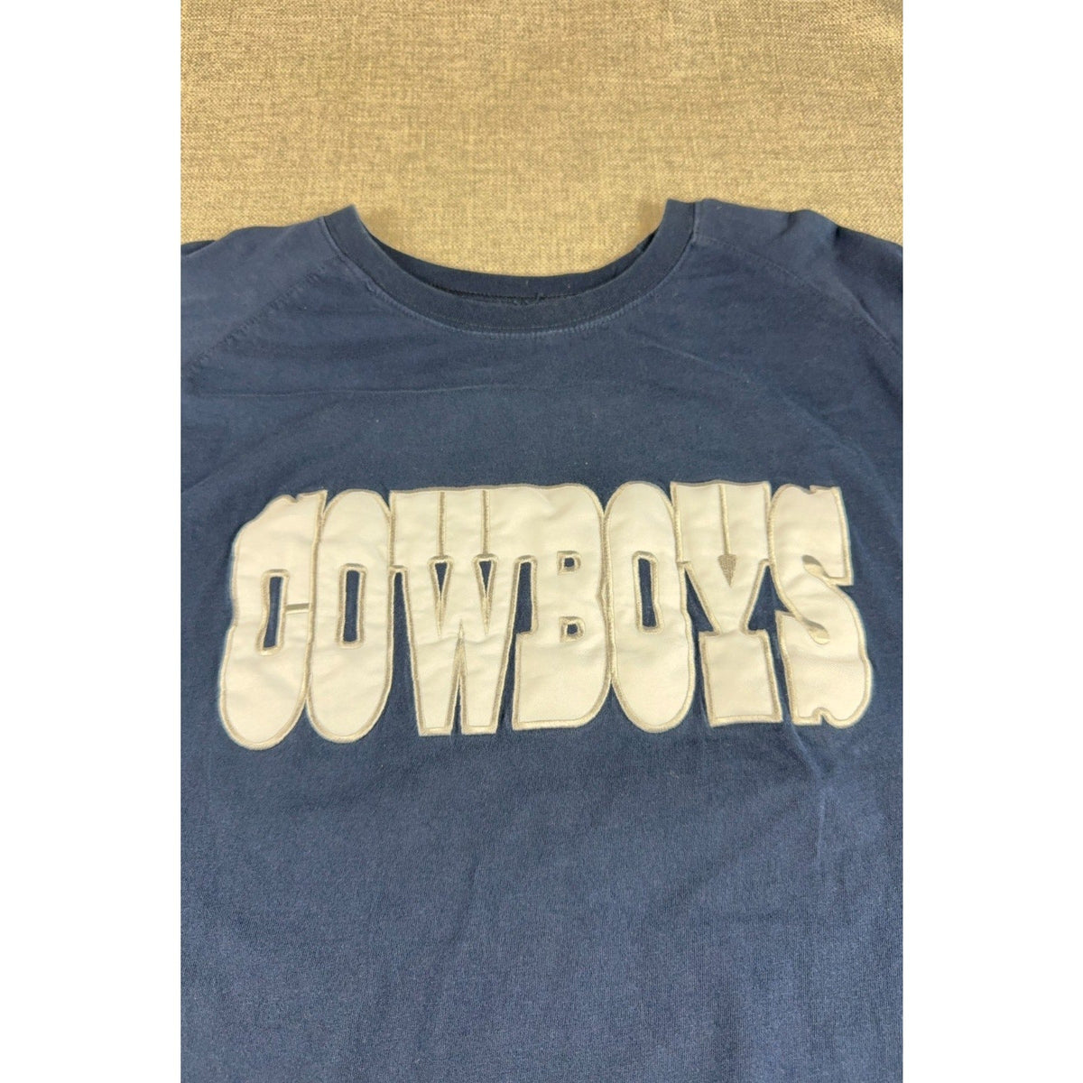 Second Half Supply Co, LLC navy blue long sleeve shirt with white COWBOYS appliqué lettering across the chest