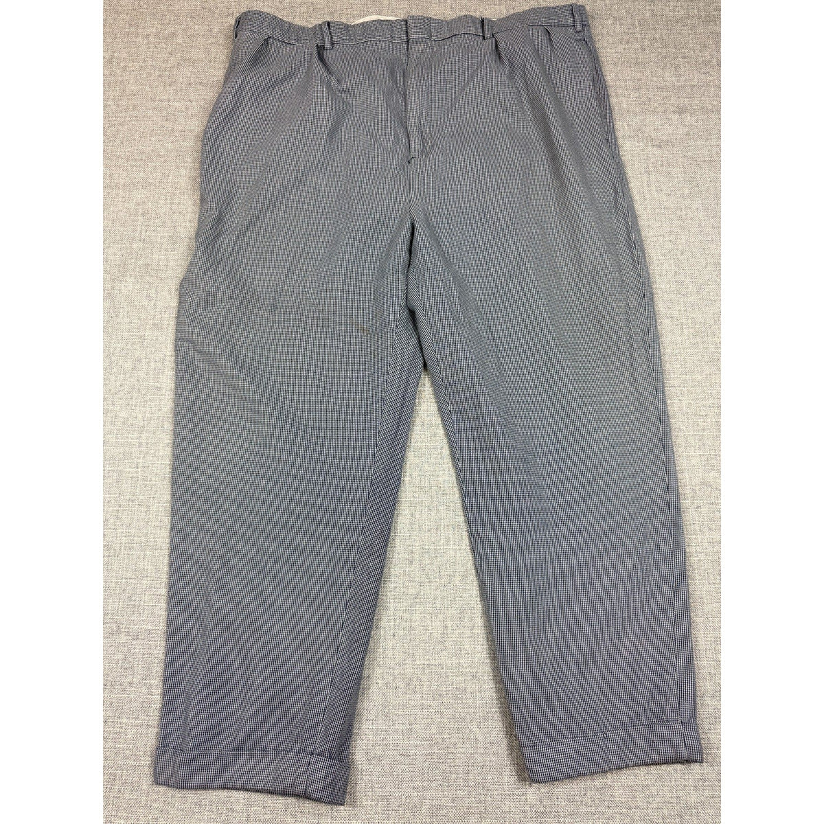 Second Half Supply Co, LLC navy and white micro-houndstooth pleated trousers with cuffed hems in cotton wool blend