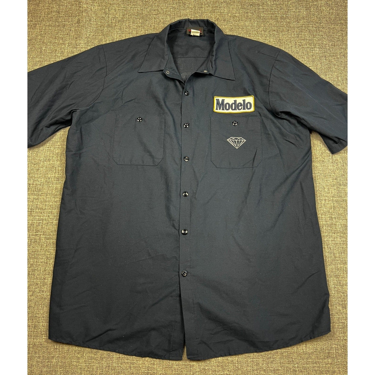 Second Half Supply Co, LLC navy blue Diamond Supply x Modelo x Dallas Mavericks short-sleeve button-up work shirt