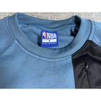 Second Half Supply Co, LLC blue and black colorblock crewneck sweatshirt with NBA logo tag and ribbed collar