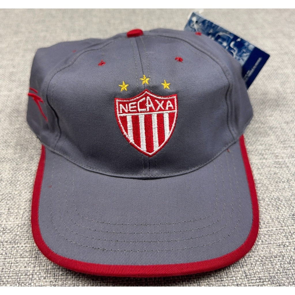 Second Half Supply Co, LLC gray Club Necaxa cotton cap with red brim trim and embroidered Liga MX team crest