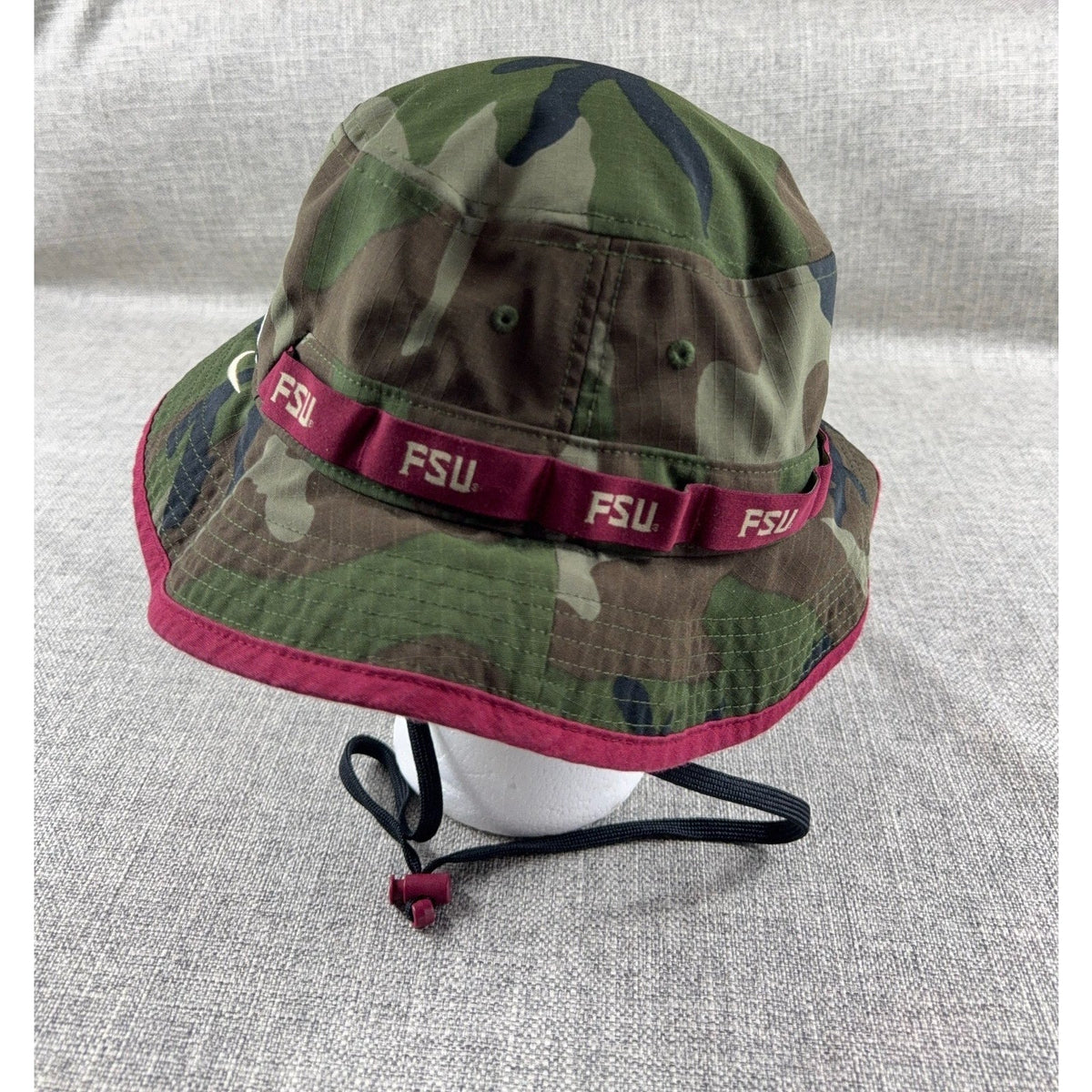 Second Half Supply Co, LLC Nike Florida State Seminoles camo boonie hat with garnet trim and adjustable chin cord
