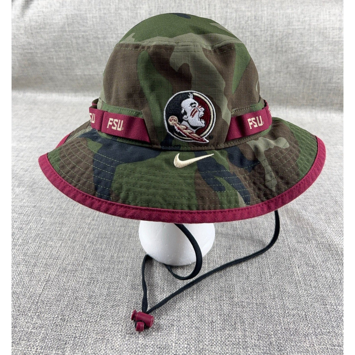 Second Half Supply Co, LLC Nike Florida State Seminoles camo boonie hat with garnet trim and adjustable chin cord