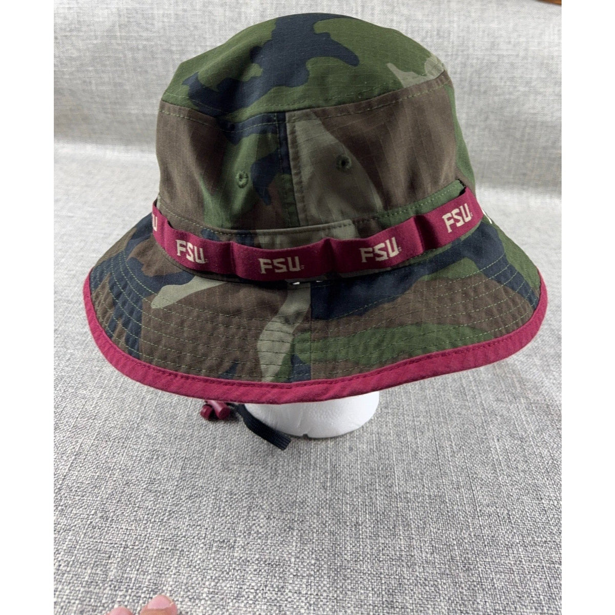 Second Half Supply Co, LLC Nike Florida State Seminoles woodland camo boonie bucket hat with garnet trim and FSU band