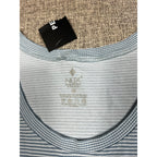 Second Half Supply Co, LLC NUX x Peloton blue and white microstripe workout tank top with scoop neckline and tag