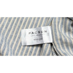 Second Half Supply Co, LLC PacSun blue and cream striped rayon blend shirt brand label tag