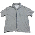 Second Half Supply Co, LLC PacSun blue and cream vertical striped short sleeve button-up shirt with chest embroidery