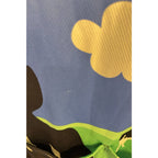 Second Half Supply Co, LLC vintage Pearl Izumi cycling jersey fabric detail with blue sky, clouds, and cow print