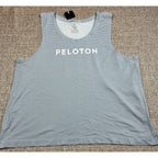 Second Half Supply Co, LLC NUX x Peloton blue and white microstripe muscle tank top with chest logo