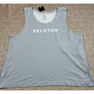 NWT NUX x Peloton Outside Track Tank Women's XL Blue Striped Workout Top