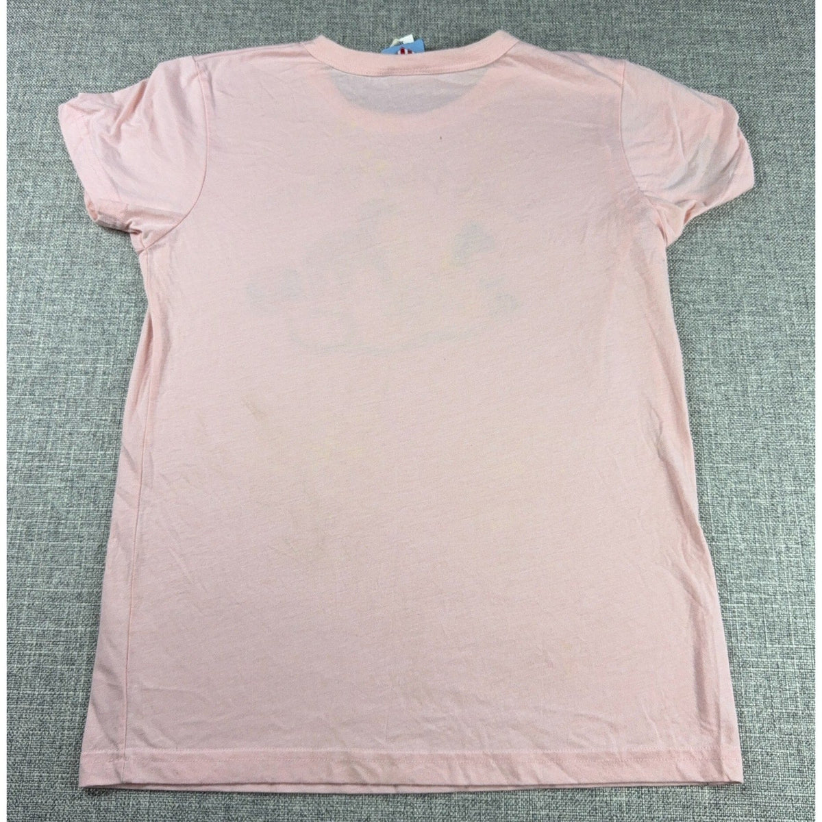 Second Half Supply Co, LLC light pink short sleeve crew neck t-shirt back view with soft cotton blend fabric