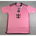 Second Half Supply Co, LLC Adidas Inter Miami CF Messi 2024 home jersey in pink with black accents and AEROREADY tech