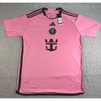 Second Half Supply Co, LLC Adidas Inter Miami CF Messi 2024 home jersey in pink with black accents and AEROREADY tech