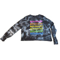 Second Half Supply Co, LLC black and gray tie-dye cropped long-sleeve shirt with rainbow Polaroid logo graphic