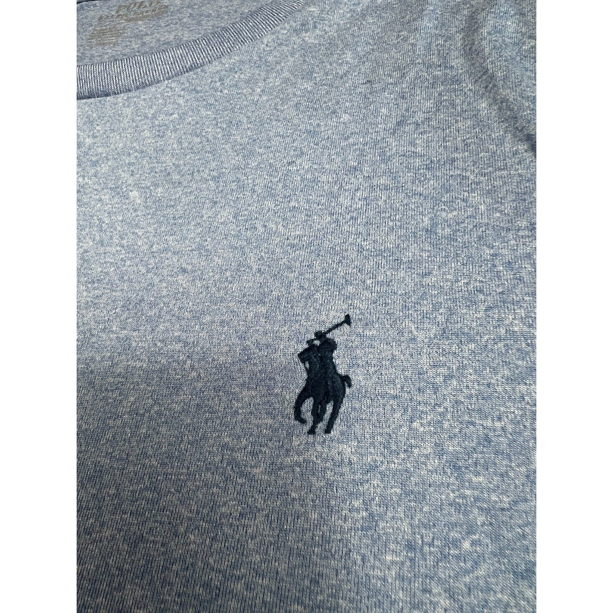Second Half Supply Co, LLC Polo Ralph Lauren heathered blue-gray performance T-shirt with black embroidered pony logo