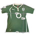 Second Half Supply Co, LLC green and cream Puma Ireland 2010 commemorative rugby shirt with O2 sponsor logo