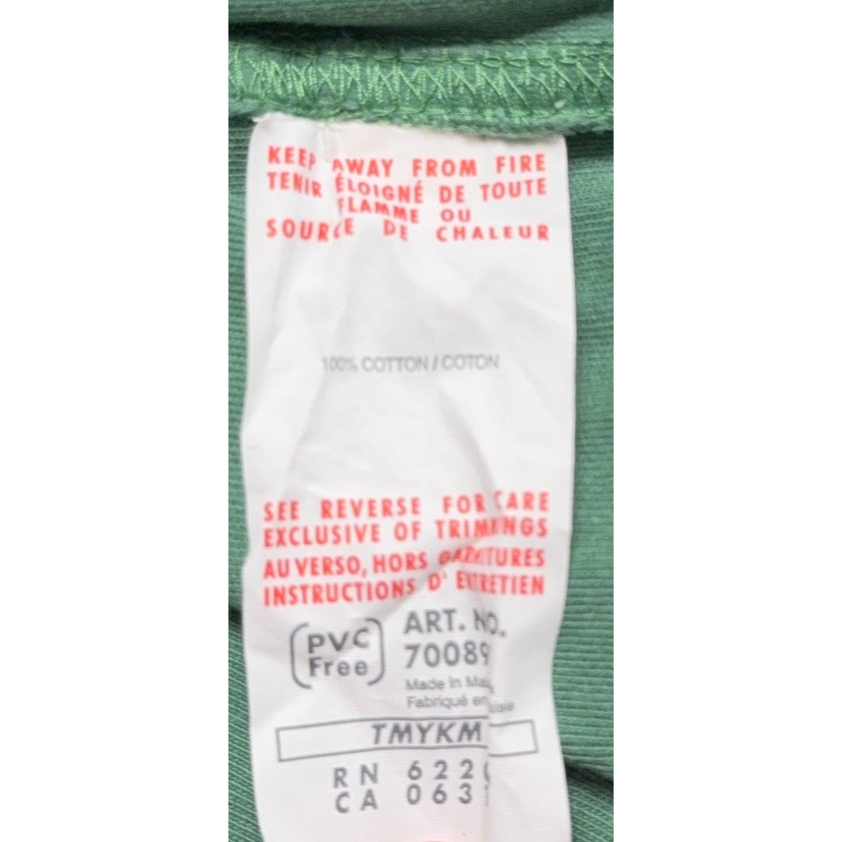 Second Half Supply Co, LLC care label for Puma Ireland rugby shirt showing 100% cotton material and origin details