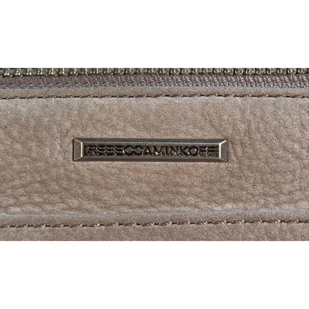 Second Half Supply Co, LLC Rebecca Minkoff Mini MAC gray leather bag featuring a metal brand logo plate