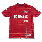 Second Half Supply Co, LLC red adidas FC Dallas MLS soccer shirt with tonal stripes and USA flag graphic