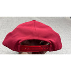 Second Half Supply Co, LLC red Adidas snapback hat with adjustable plastic strap closure, rear view
