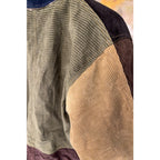 Second Half Supply Co, LLC reworked Carhartt jacket featuring olive waffle-texture back and tan corduroy sleeve panels.