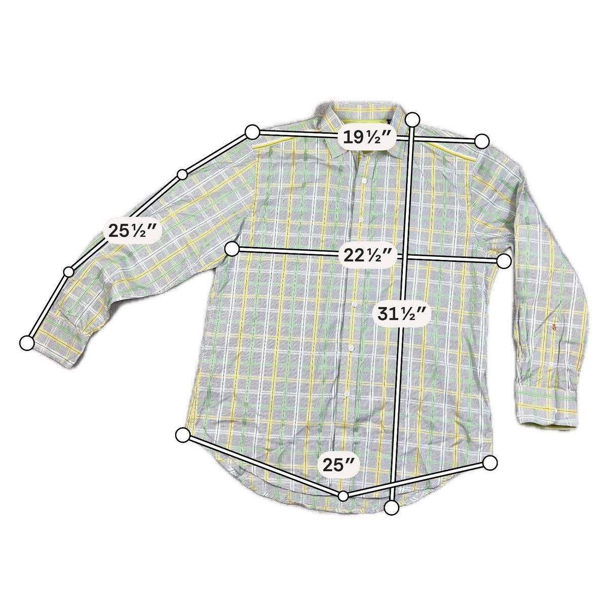 Second Half Supply Co, LLC Robert Graham men's long-sleeve button-up shirt in a green, yellow, and gray plaid pattern.