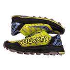 Second Half Supply Co, LLC Saucony Koa ST women's trail running shoes in citron yellow with purple and black accents.