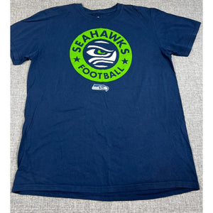 Seattle Seahawks Fanatics Men’s Large Navy Logo T-Shirt NFL Football