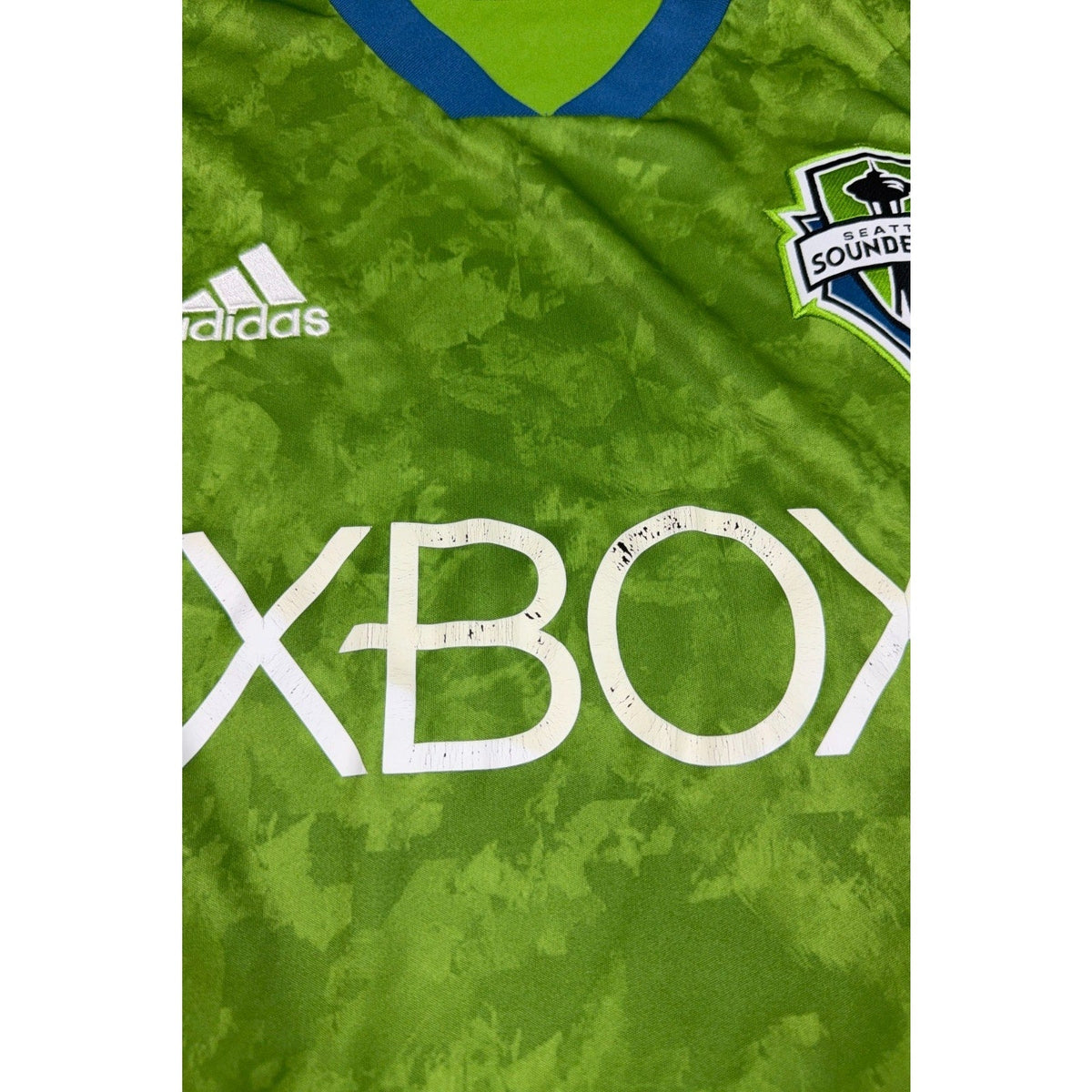 Second Half Supply Co, LLC Seattle Sounders 2018-19 home jersey in rave green with Xbox sponsor and team crest