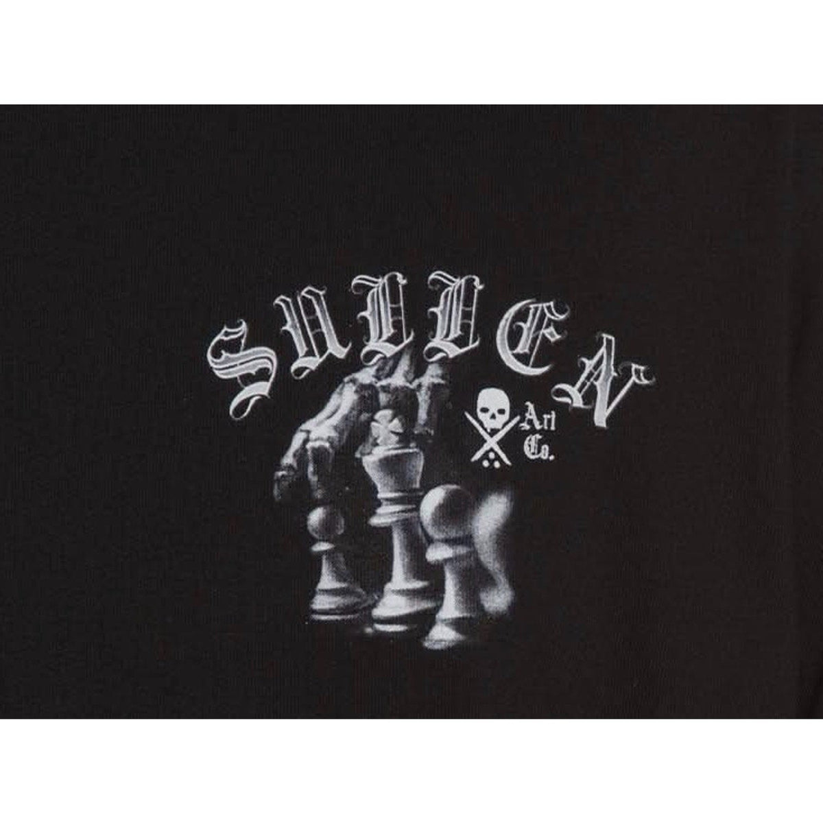 Second Half Supply Co, LLC Sullen Art Collective Paloskim black cotton t-shirt with white chess piece chest graphic