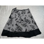 Second Half Supply Co, LLC Talbots cotton midi skirt in black and white gingham with floral and butterfly print
