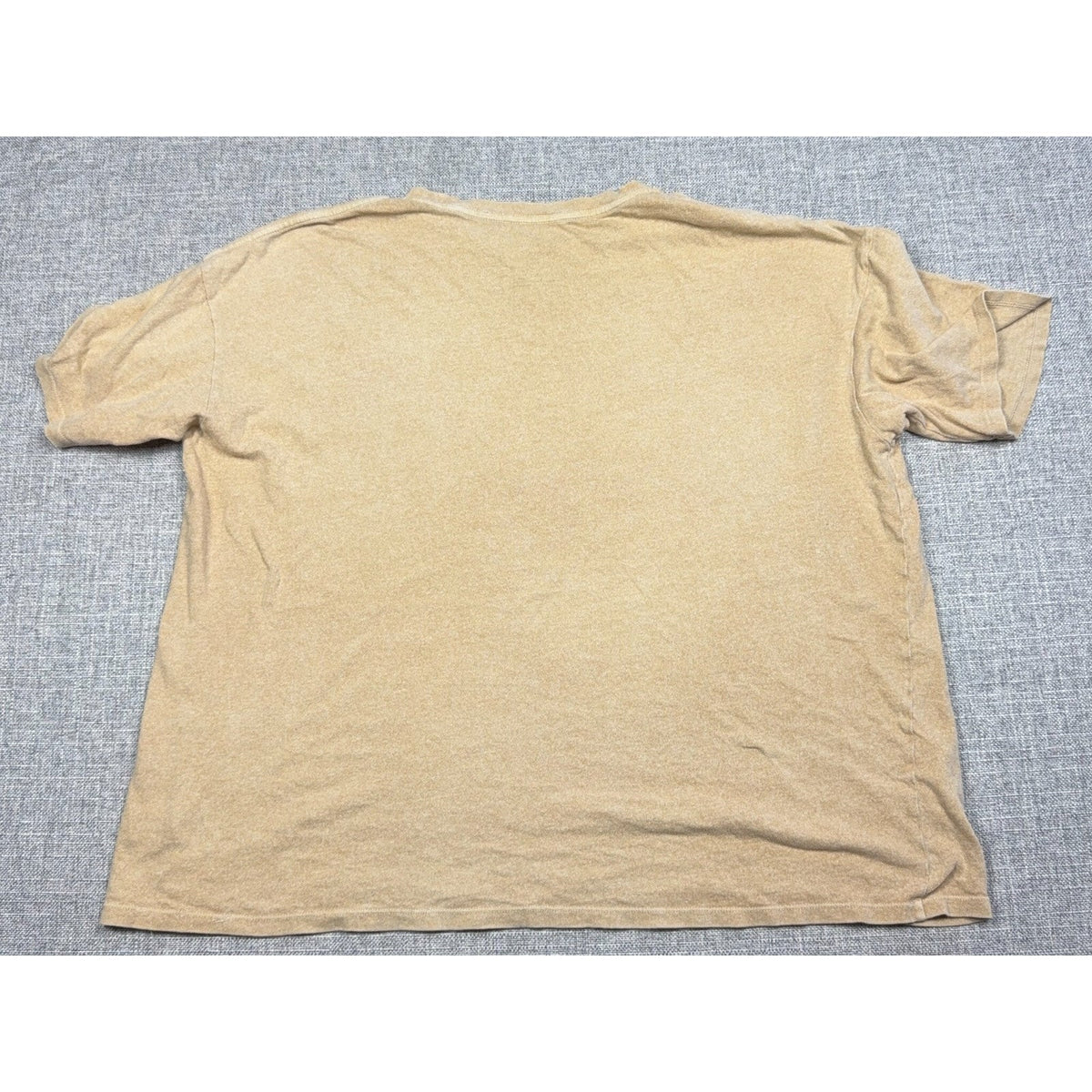 Second Half Supply Co, LLC tan Billabong boxy short sleeve t-shirt, back view showing plain sandy beige fabric.