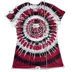 Second Half Supply Co, LLC Texas A&M Aggies women's maroon, black, and white spiral tie-dye graphic college T-shirt