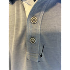 Second Half Supply Co, LLC blue Tommy Bahama polo shirt with button placket showing a small fabric tear