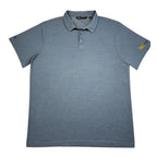 Second Half Supply Co, LLC heathered blue TravisMathew short-sleeve golf polo with TRU Delivery sleeve embroidery