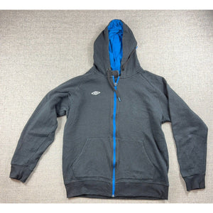Umbro Men's Medium Gray Blue Full Zip Hoodie Soccer Athletic Sweatshirt Flaw