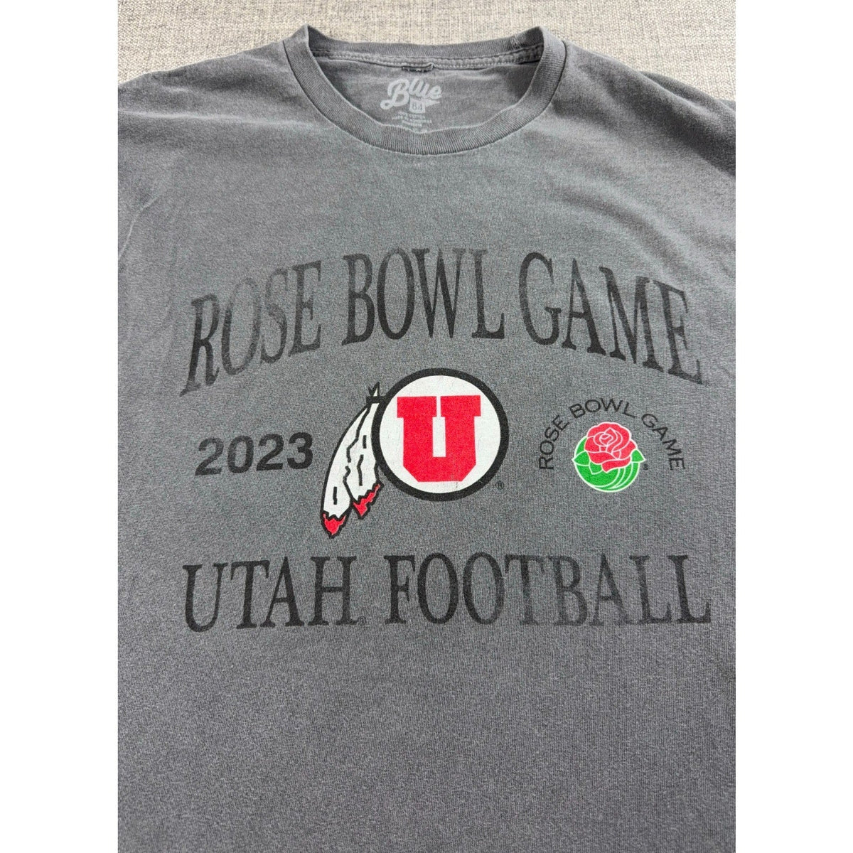 Second Half Supply Co, LLC charcoal gray Utah Utes 2023 Rose Bowl long sleeve shirt with vintage graphic print