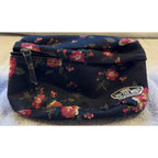 Second Half Supply Co, LLC Vans navy floral polyester belt bag with pink and red flowers and Off The Wall patch