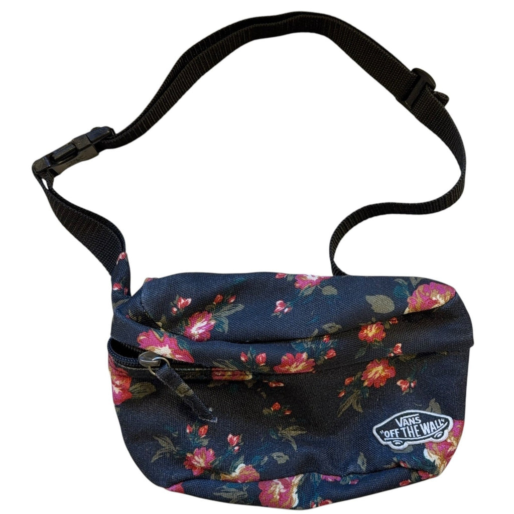 Second Half Supply Co, LLC Vans navy floral fanny pack with pink flowers and adjustable black waist strap